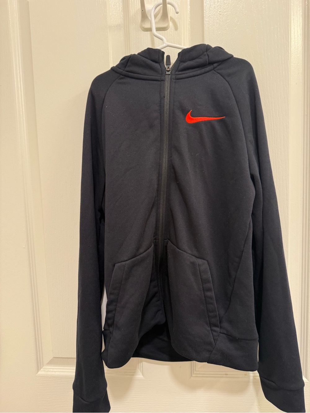 Nike Black Full-Zip Hoodie with Red Swoosh Logo